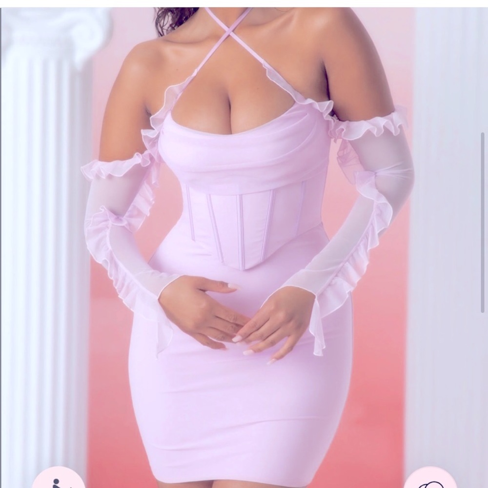Oh polly pink ruffle corset dress